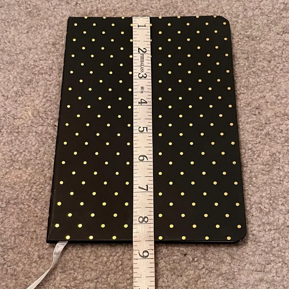 Chic Black & Gold Polka Dot Hardcover Writing Journal - Lined w/ Bookmark Ribbon